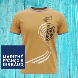 Vintage Marithé et François Girbaud Men's Gold Black White Embossed T-Shirt 2XL